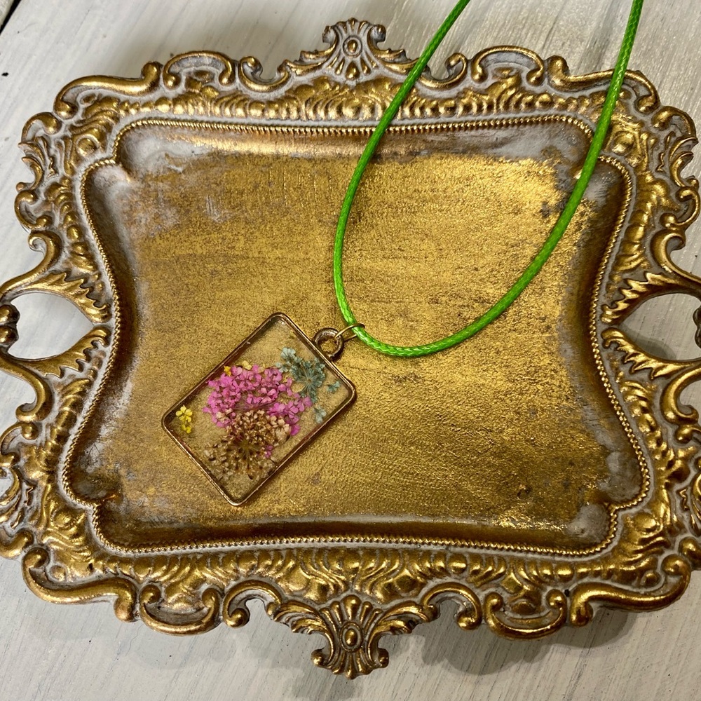Dried Flower pendant necklace